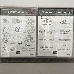 STAMPIN’ UP CLING STAMP SET, 2 sets, SENDING‎ YOU THOUGHTS and BEAUTY ABOUNDS